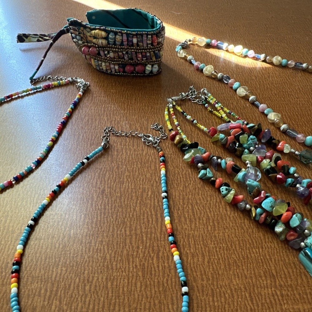 Colorful Beaded Necklaces‎ And Cuff Beaded Bracelet